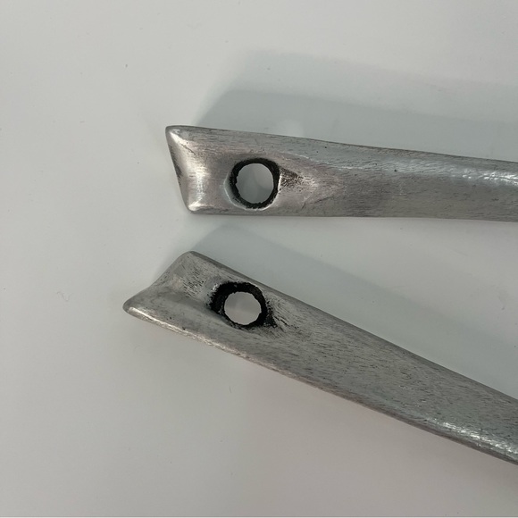 Bruce Cox biomorphic aluminum salad utensils hand made hammered - Picture 7 of 12